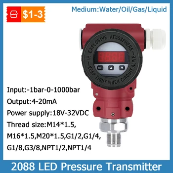 2088 Display LED Transmissor de Pressão de Água, de Petróleo e Gás de Medição de Pressão de Saída de 4-20mA Positiva Negativa do Vácuo Sensor de Pressão